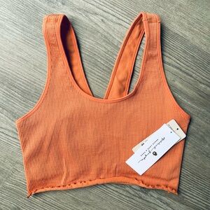 Spiritual Gangster Ribbed Crop Tank w/ Built in Bra, Size M/L, NWT